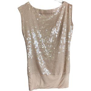 Cache Shiny Boat Neck Sleeveless Top XS